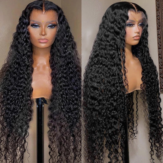 40 Inch Curly Lace Front Human Hair Wigs For Black Women Pre Plucked