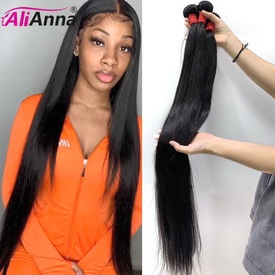 Alianna 36 38 40 Inch Human Hair Bundles #1b Straight Bundles Remy