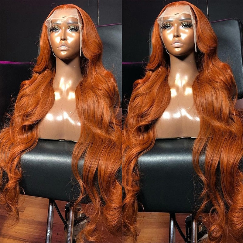 Ginger Orange 13x6 Lace Front Wigs Human Hair Bone Body Wave 13x4